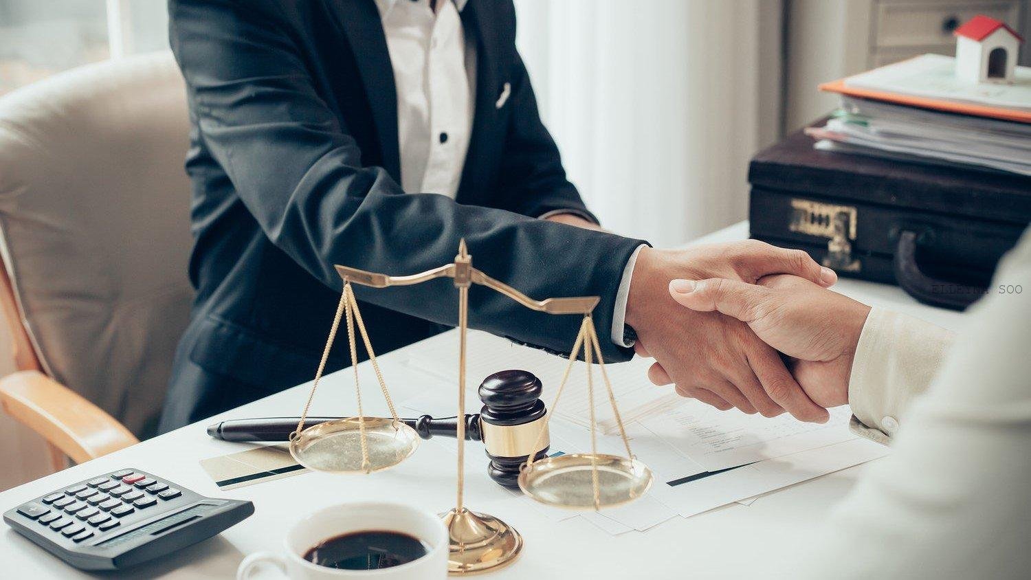 Businessman Shaking Hands To Seal A Deal With His Partner Lawyer